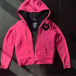 ❌ SOLD PINK Victoria Secret Pink Black Sequin Winter Zip Up Jacket Coat Large